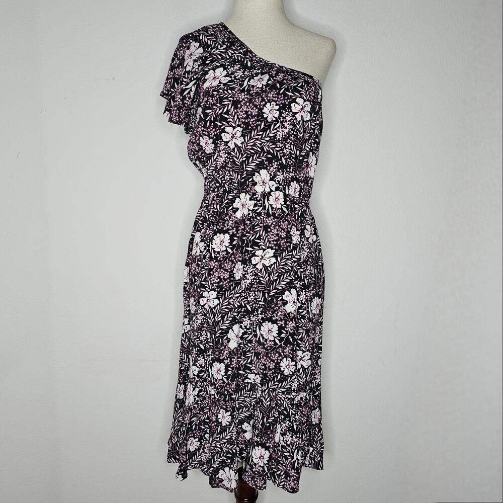 NWT bobi BLACK Women's Black Floral/One Shoulder Dress Size Small